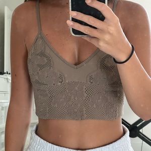 Free People Brown Lace Cami